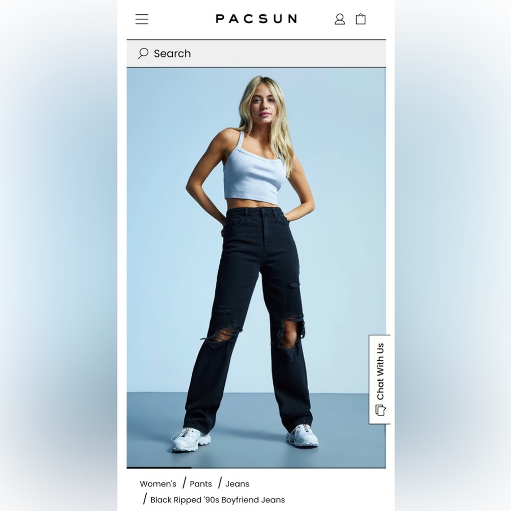 Pacsun high waisted black ripped jeans size 22